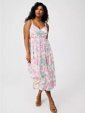 NWT Torrid Flowy Floral Cami Midi Dress Tie Back Detail Plus Size 2 18/20